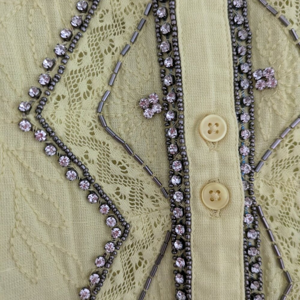 Bright Yellow Beaded Button Down - image 2
